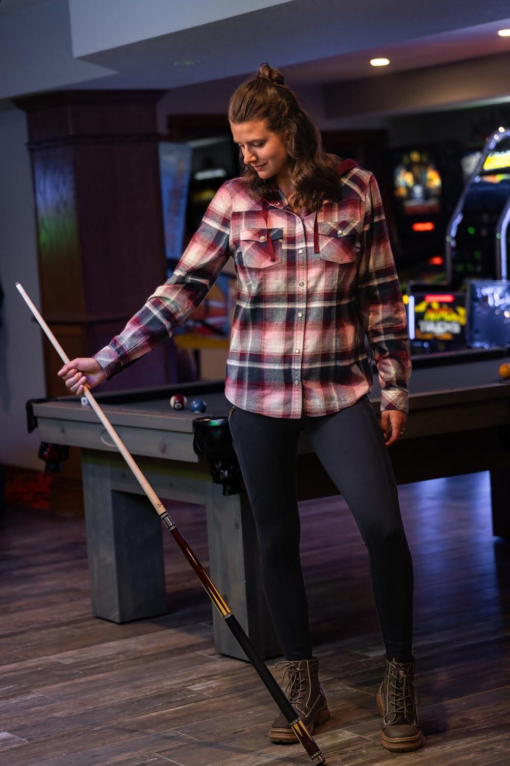 imageLegendary Whitetails Womens Flannel Shirt Hooded Heavyweight Stretch Button UpManhattan Plaid