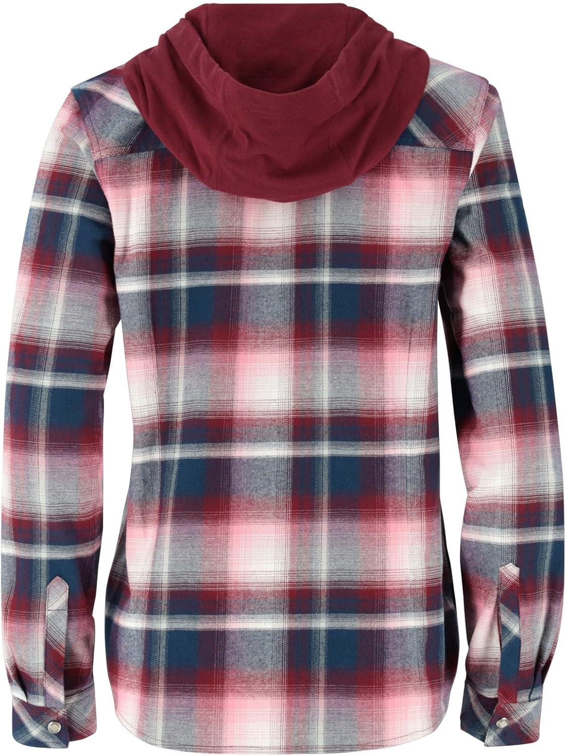 imageLegendary Whitetails Womens Flannel Shirt Hooded Heavyweight Stretch Button UpManhattan Plaid