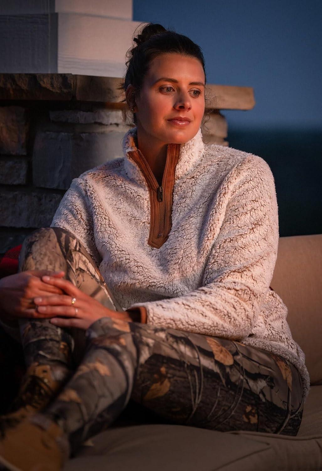 imageLegendary Whitetails Womens Fuzzy Hide Fleece Pullover 14 ZipFrosted Chestnut