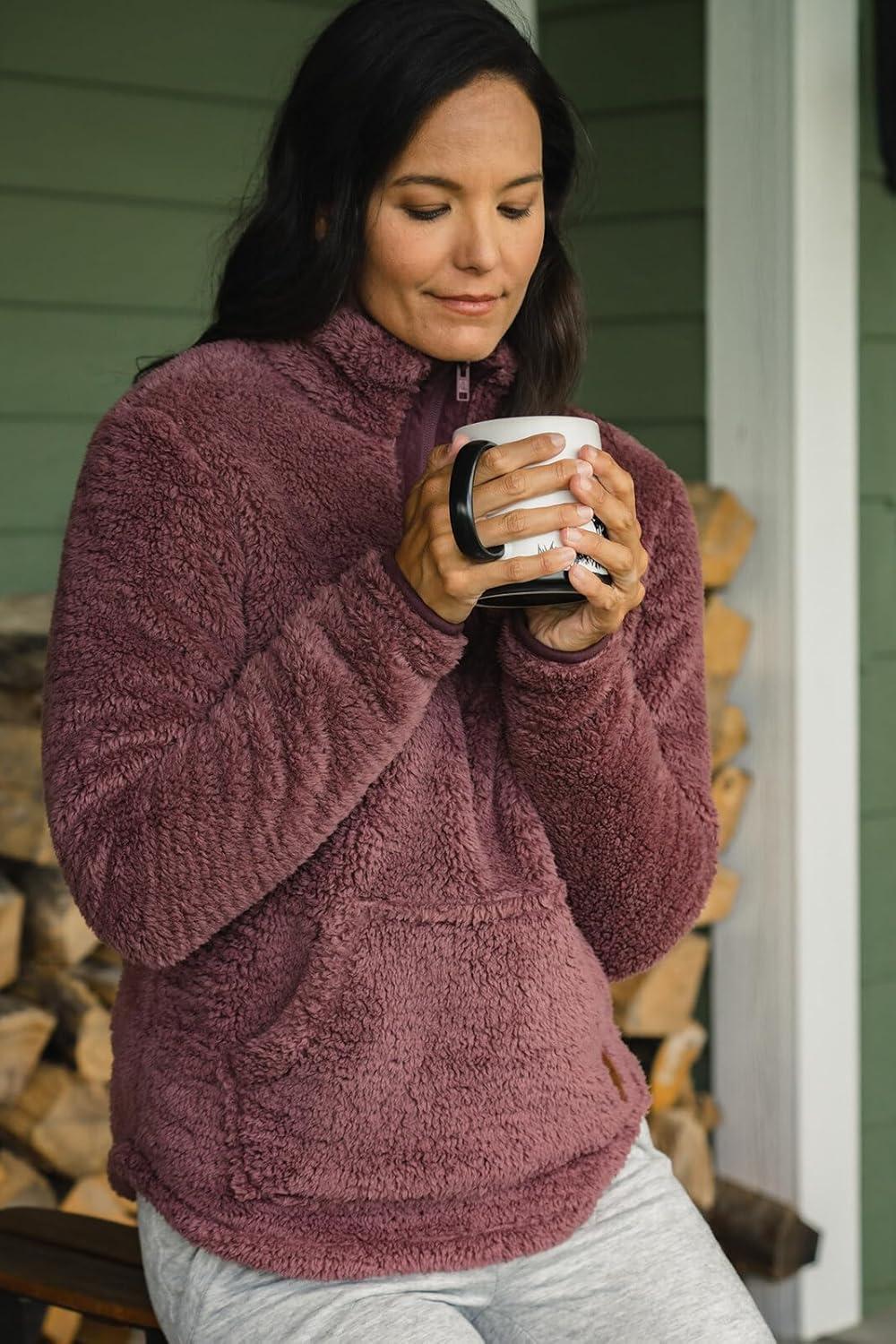 imageLegendary Whitetails Womens Fuzzy Hide Fleece Pullover 14 ZipRose Brown