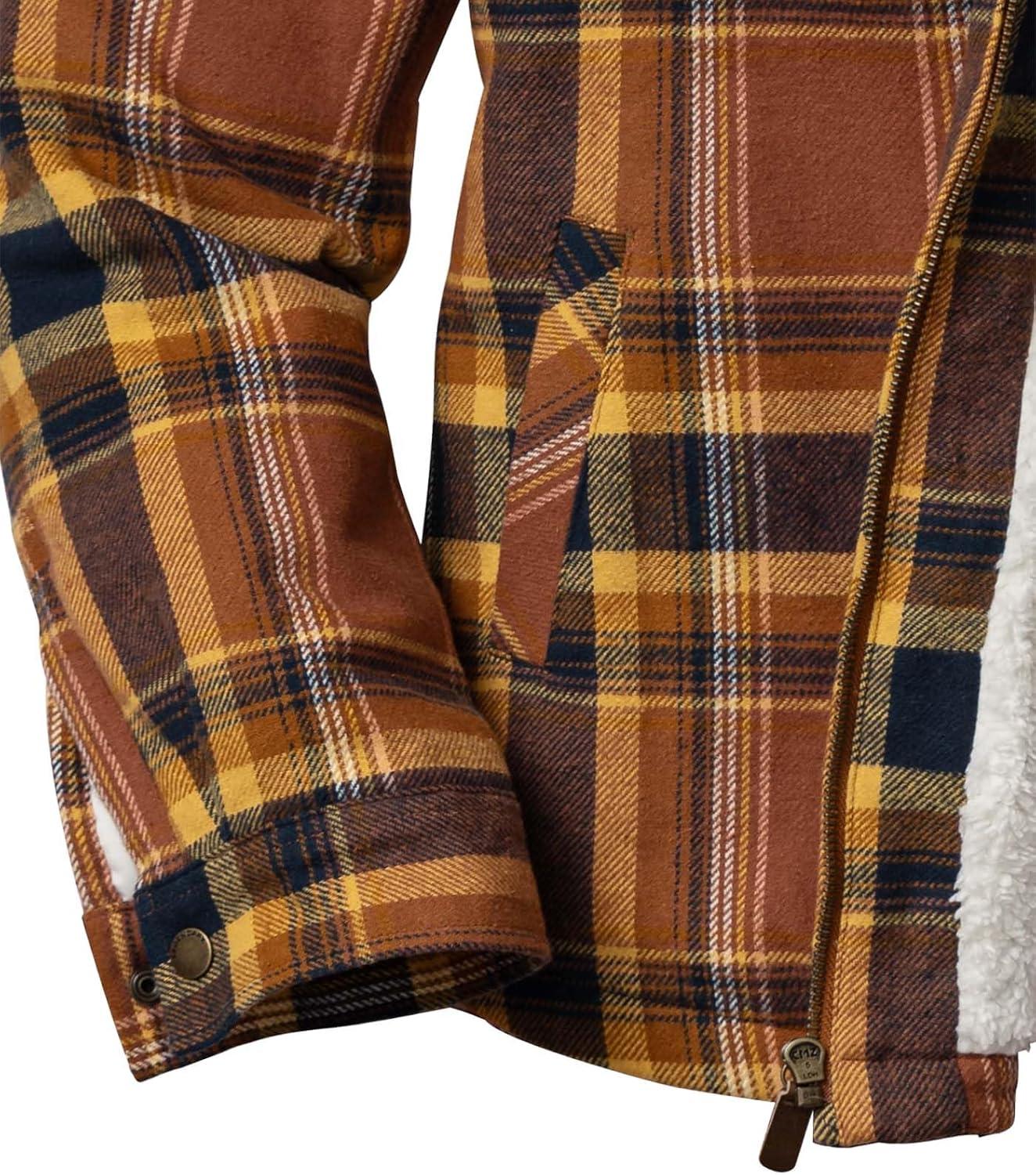 imageLegendary Whitetails Womens Hooded Shacket Berber Lined Shirt Jacket with Drawstring HoodLake Cabin Plaid