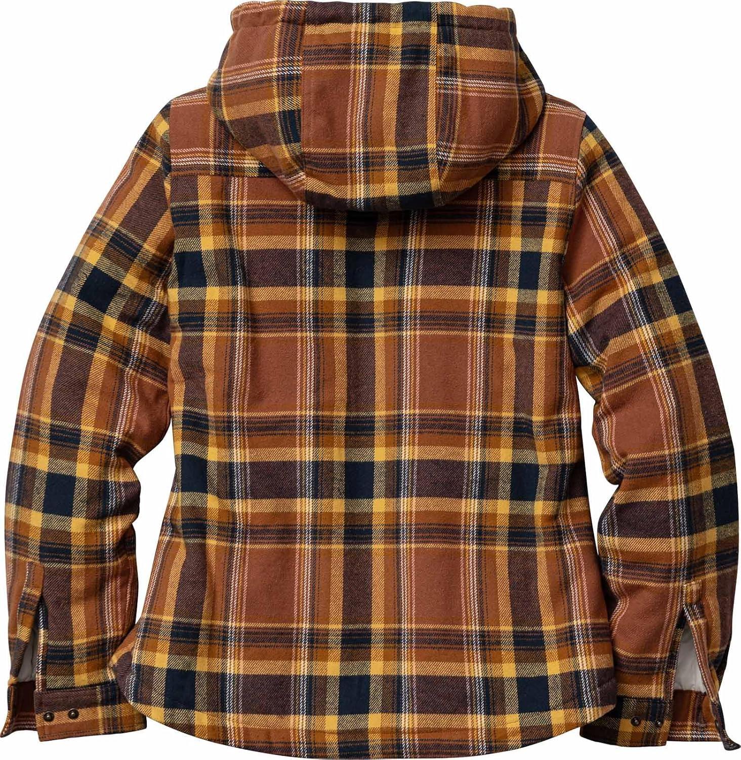 imageLegendary Whitetails Womens Hooded Shacket Berber Lined Shirt Jacket with Drawstring HoodLake Cabin Plaid