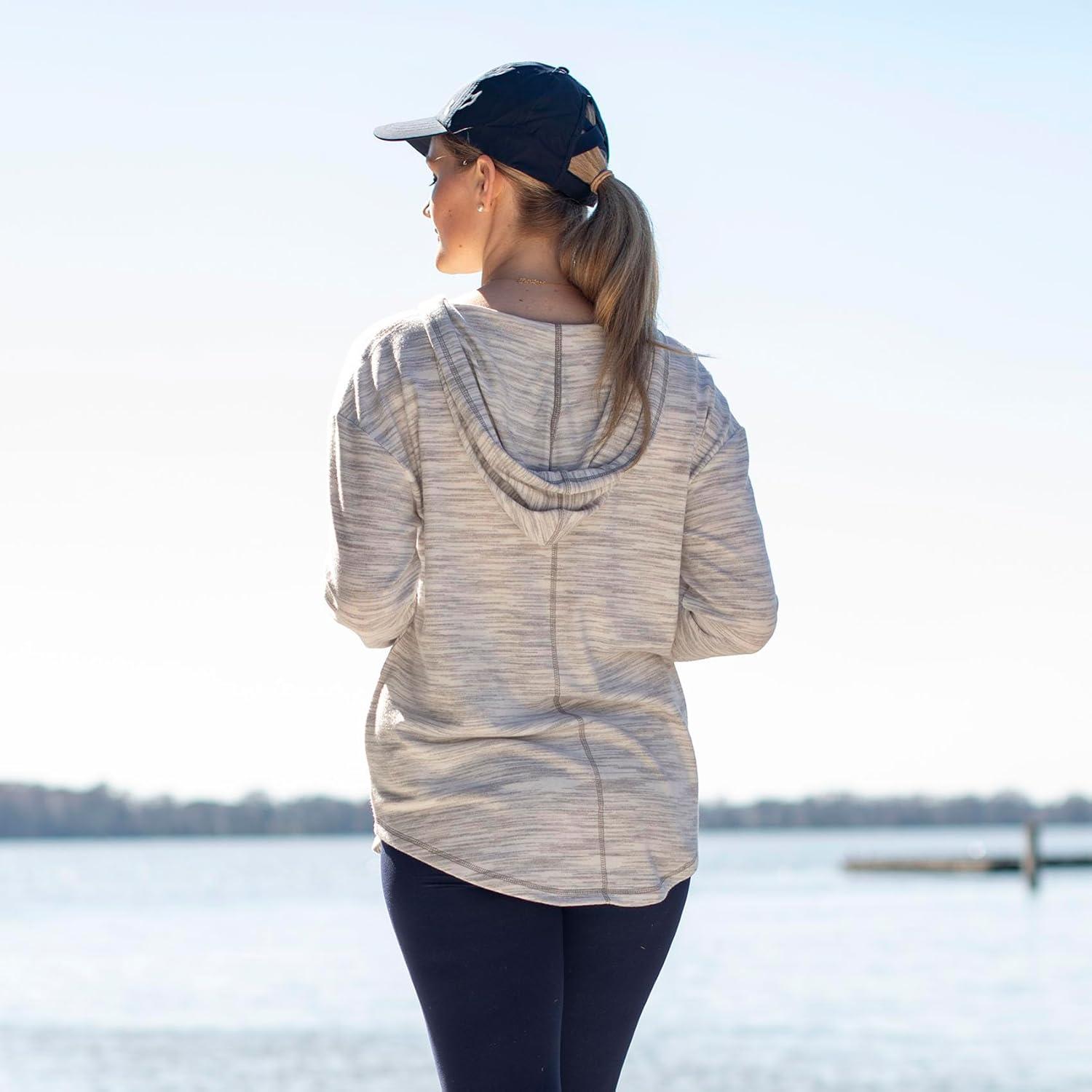 imageLegendary Whitetails Womens Space Dye Knit VNeck Pullover Hoodie TopGrey Space Dye