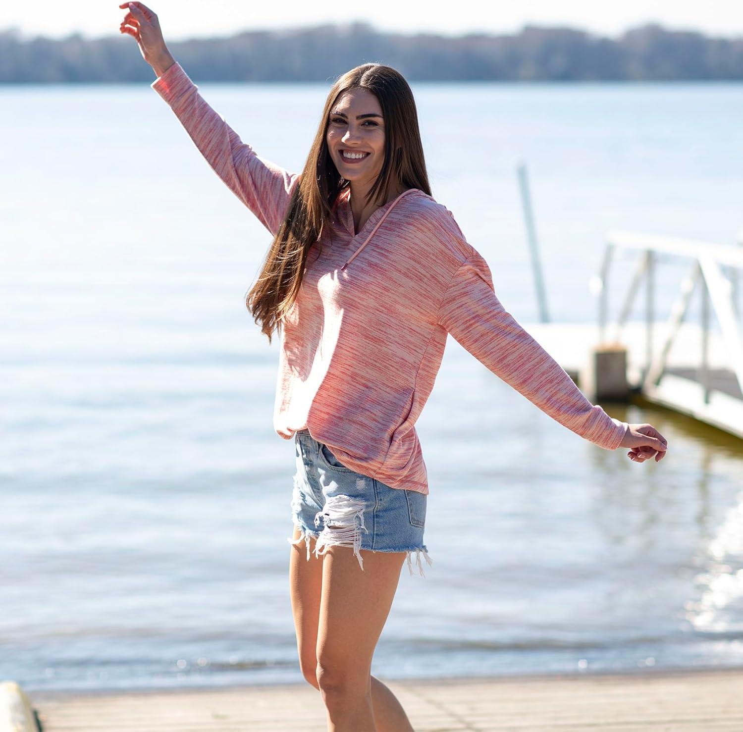 imageLegendary Whitetails Womens Space Dye Knit VNeck Pullover Hoodie TopMineral Red Space Dye