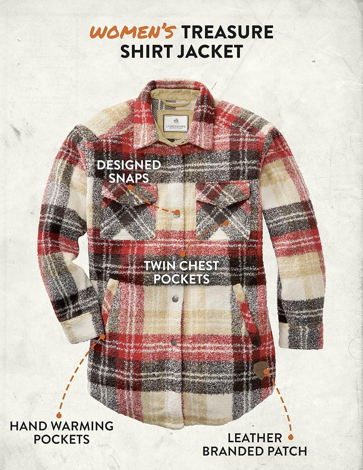 imageLegendary Whitetails Womens Treasure Shirt JacketCherry Wood Plaid