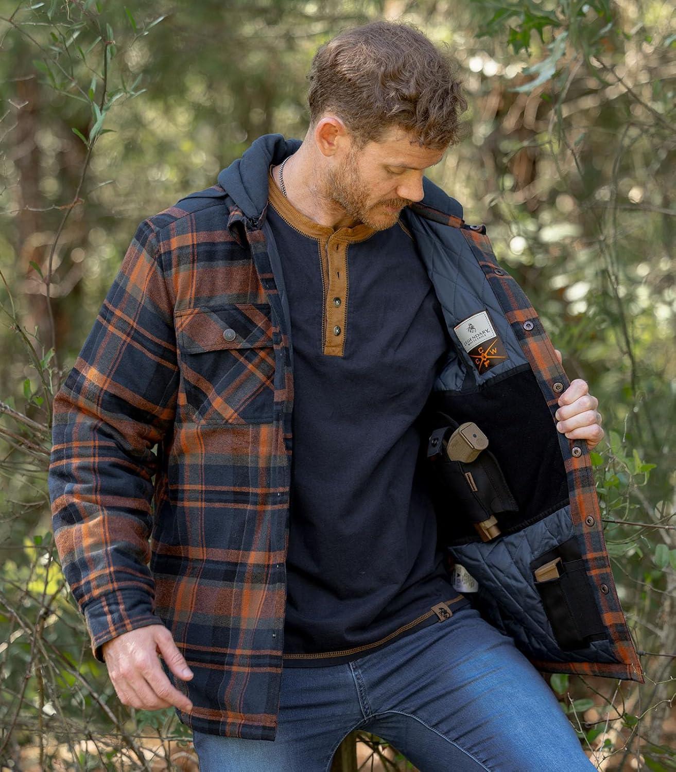 imageLegendary Whitetails mens Concealed Carry Maplewood Hooded Shirt JacketAncient Bison Plaid