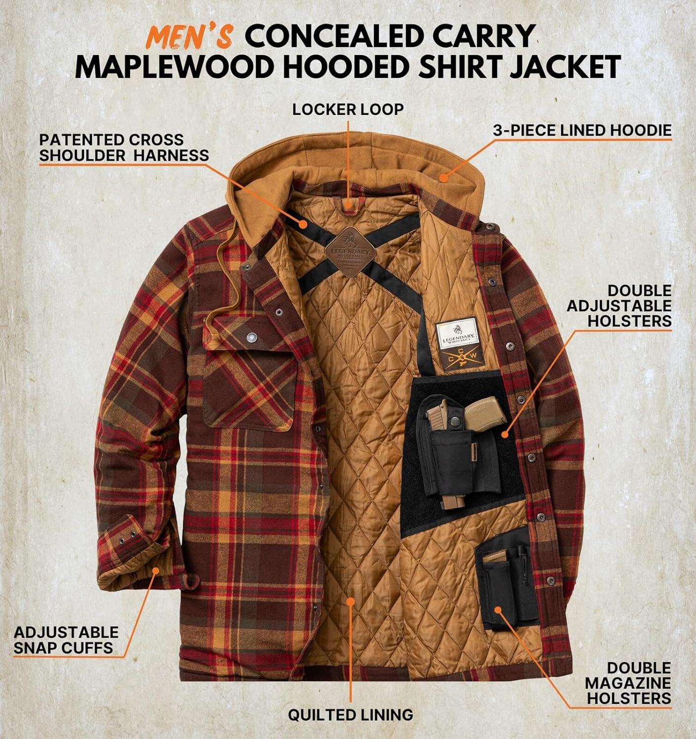 imageLegendary Whitetails mens Concealed Carry Maplewood Hooded Shirt JacketMaplewood Plaid