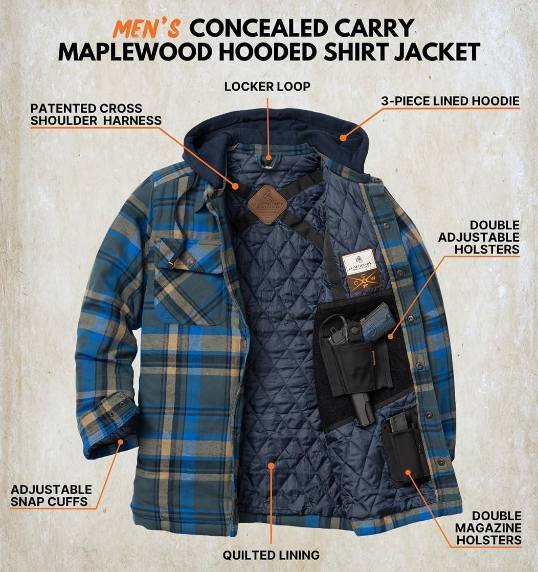 imageLegendary Whitetails mens Concealed Carry Maplewood Hooded Shirt JacketSlate Hatchet Plaid