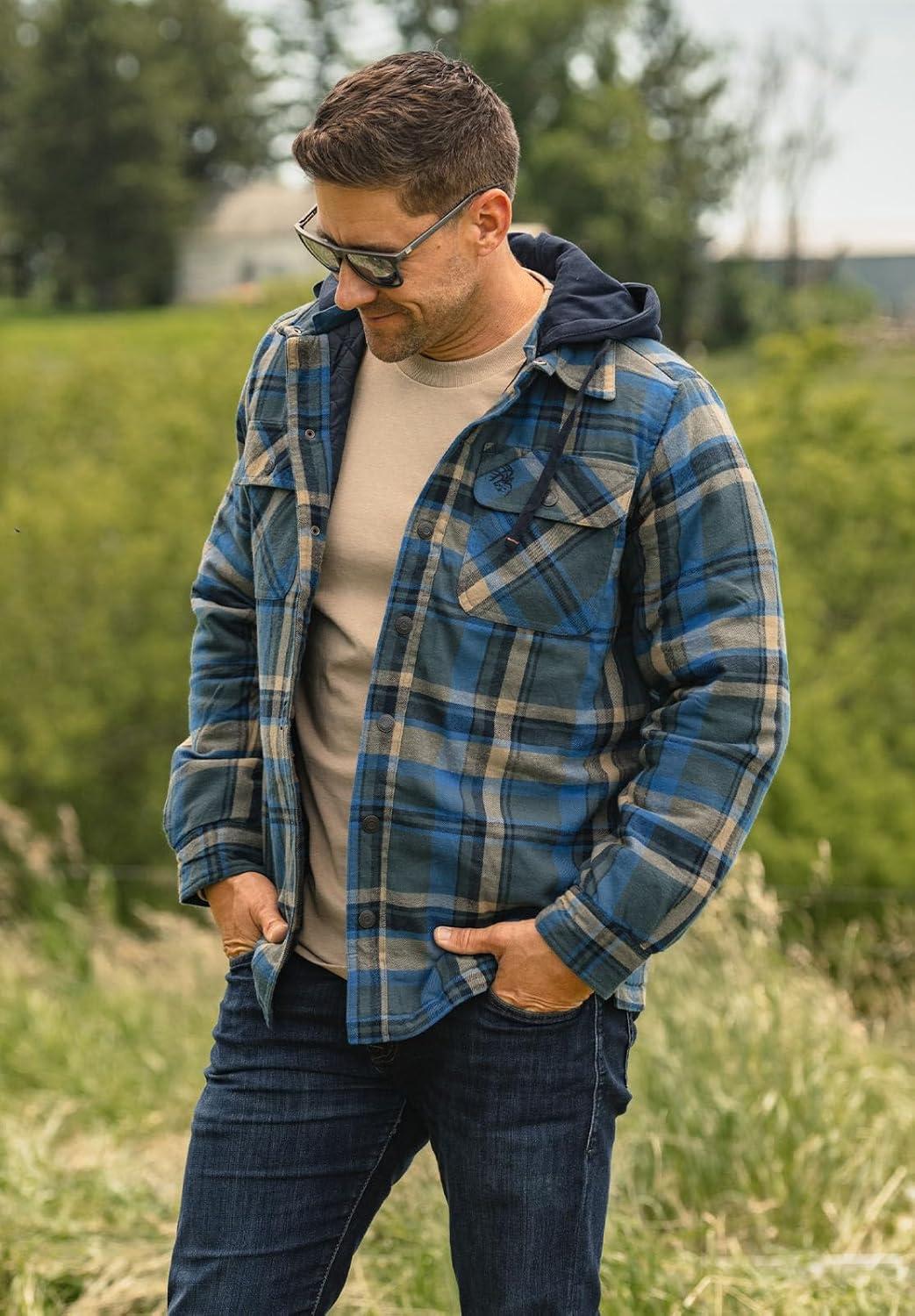 imageLegendary Whitetails mens Concealed Carry Maplewood Hooded Shirt JacketSlate Hatchet Plaid