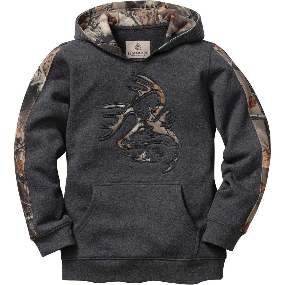 imageLegendary Whitetails Kids Pullover Hoodie Camo Sweatshirt Comfy VNeck DesignCharcoal Heather