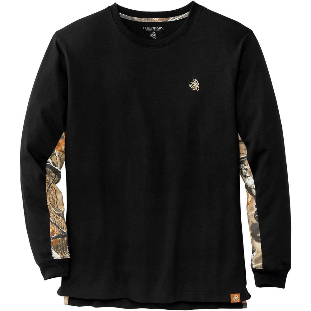 imageLegendary Whitetails Mens Backcountry Long Sleeve Camo Tshirt Casual Crewneck Pullover Regular FitBlack
