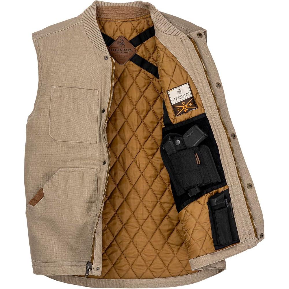 imageLegendary Whitetails Mens Concealed Carry CCW Vest with Two Holsters WaterRepellent Canvas InsulatedTwig