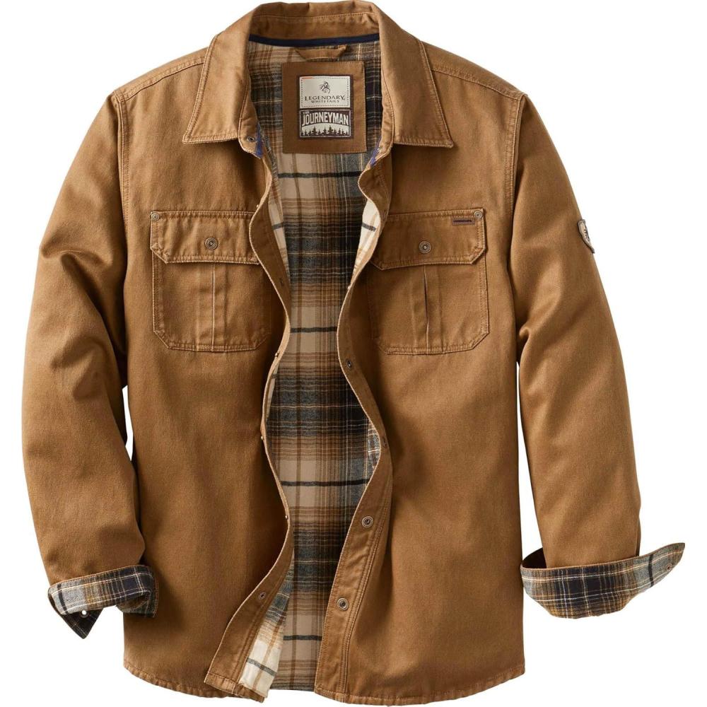 imageLegendary Whitetails Mens Flannel Lined Shirt Jacket Waxed Cotton Water ResistantBarley