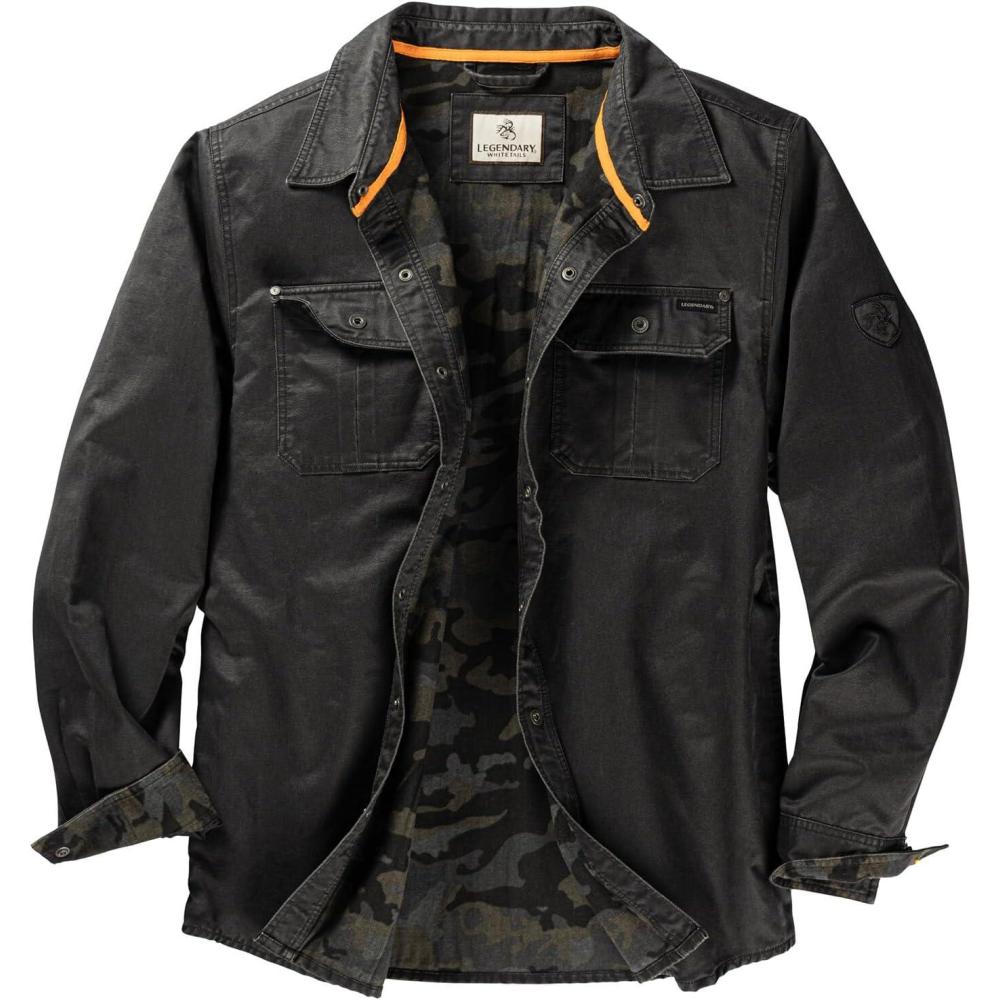 imageLegendary Whitetails Mens Flannel Lined Shirt Jacket Waxed Cotton Water ResistantBlack