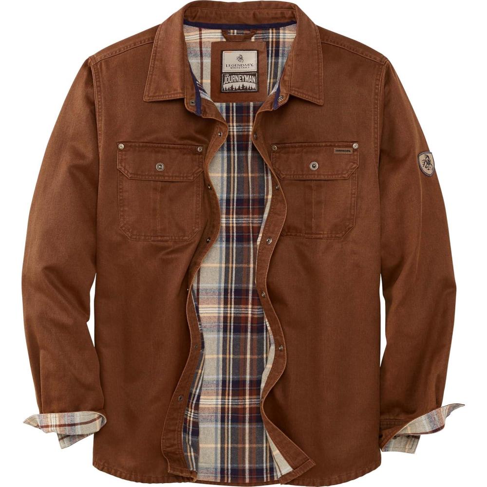imageLegendary Whitetails Mens Flannel Lined Shirt Jacket Waxed Cotton Water ResistantCopper Rust