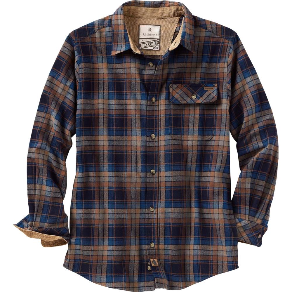 imageLegendary Whitetails Mens Flannel Shirt Long Sleeve Button Down 100 CottonBrownstone Plaid