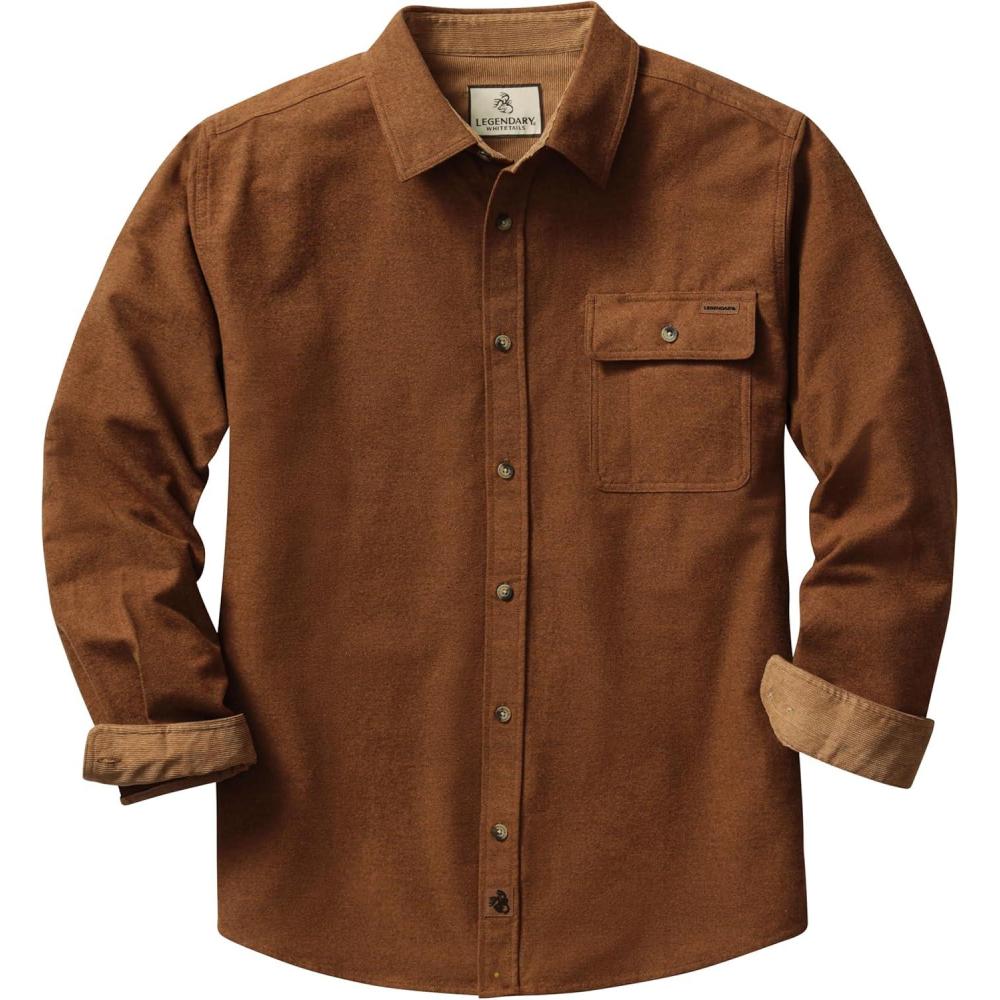 imageLegendary Whitetails Mens Flannel Shirt Long Sleeve Button Down 100 CottonChestnut Heather
