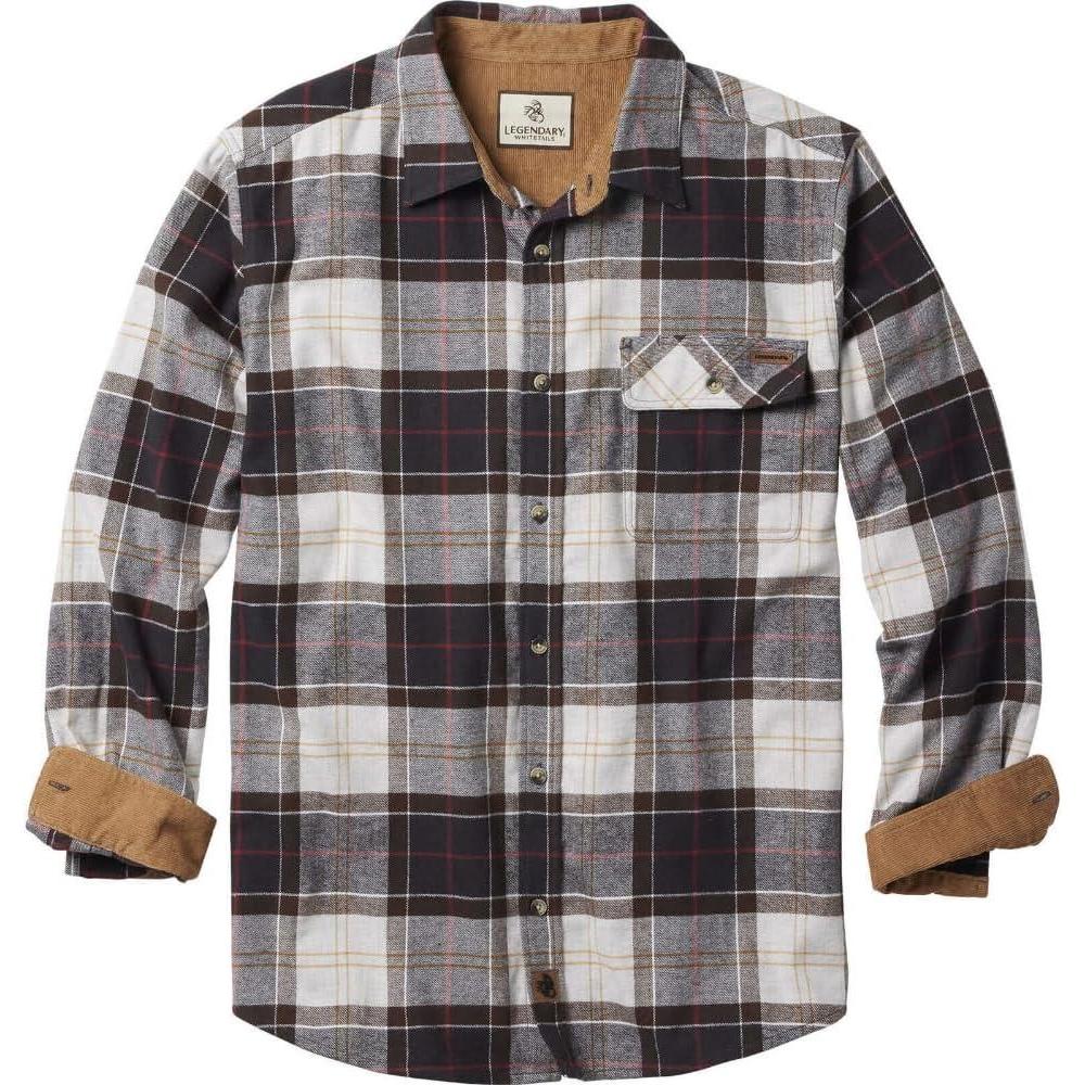 imageLegendary Whitetails Mens Flannel Shirt Long Sleeve Button Down 100 CottonHuntsman Charcoal Plaid