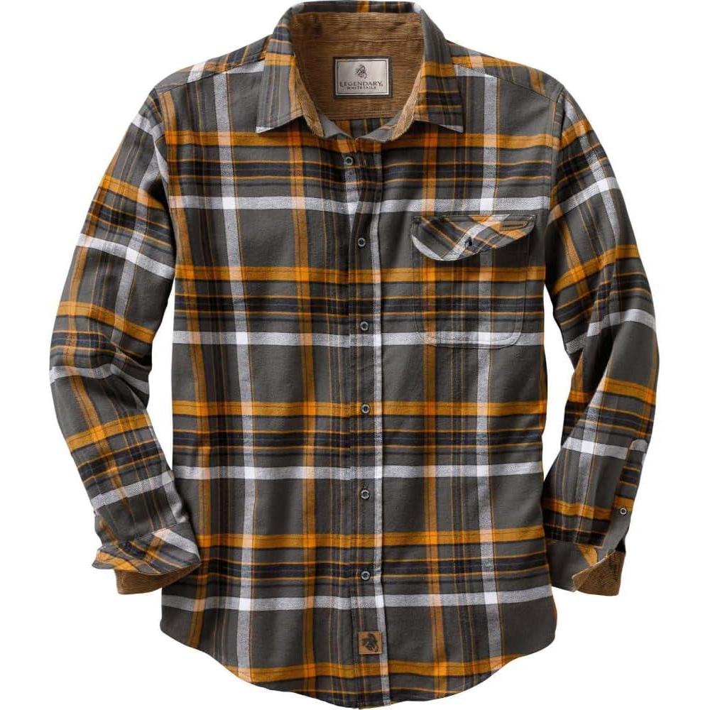 imageLegendary Whitetails Mens Flannel Shirt Long Sleeve Button Down 100 CottonPlatinum Plaid