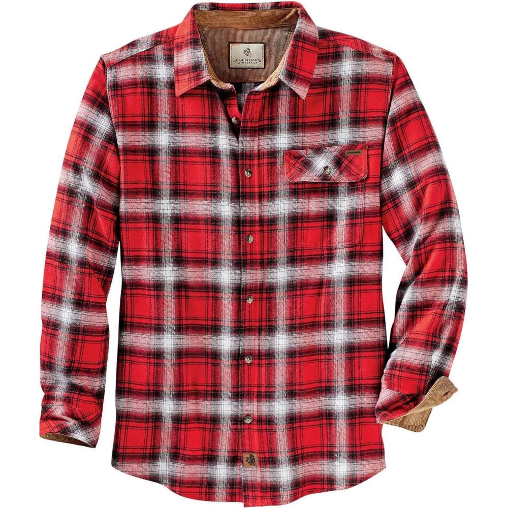 imageLegendary Whitetails Mens Flannel Shirt Long Sleeve Button Down 100 CottonRacing Red Plaid