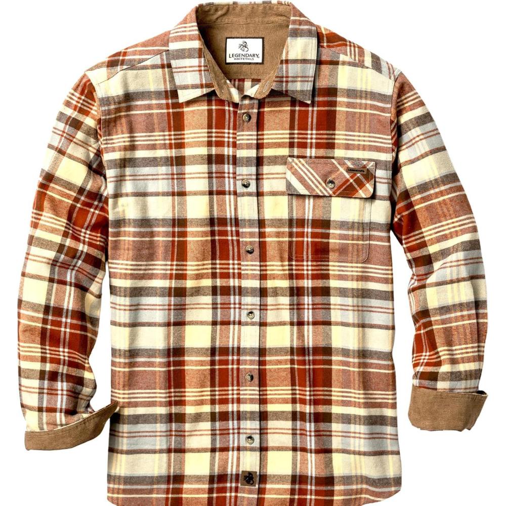 imageLegendary Whitetails Mens Flannel Shirt Long Sleeve Button Down 100 CottonRust and Dust Plaid