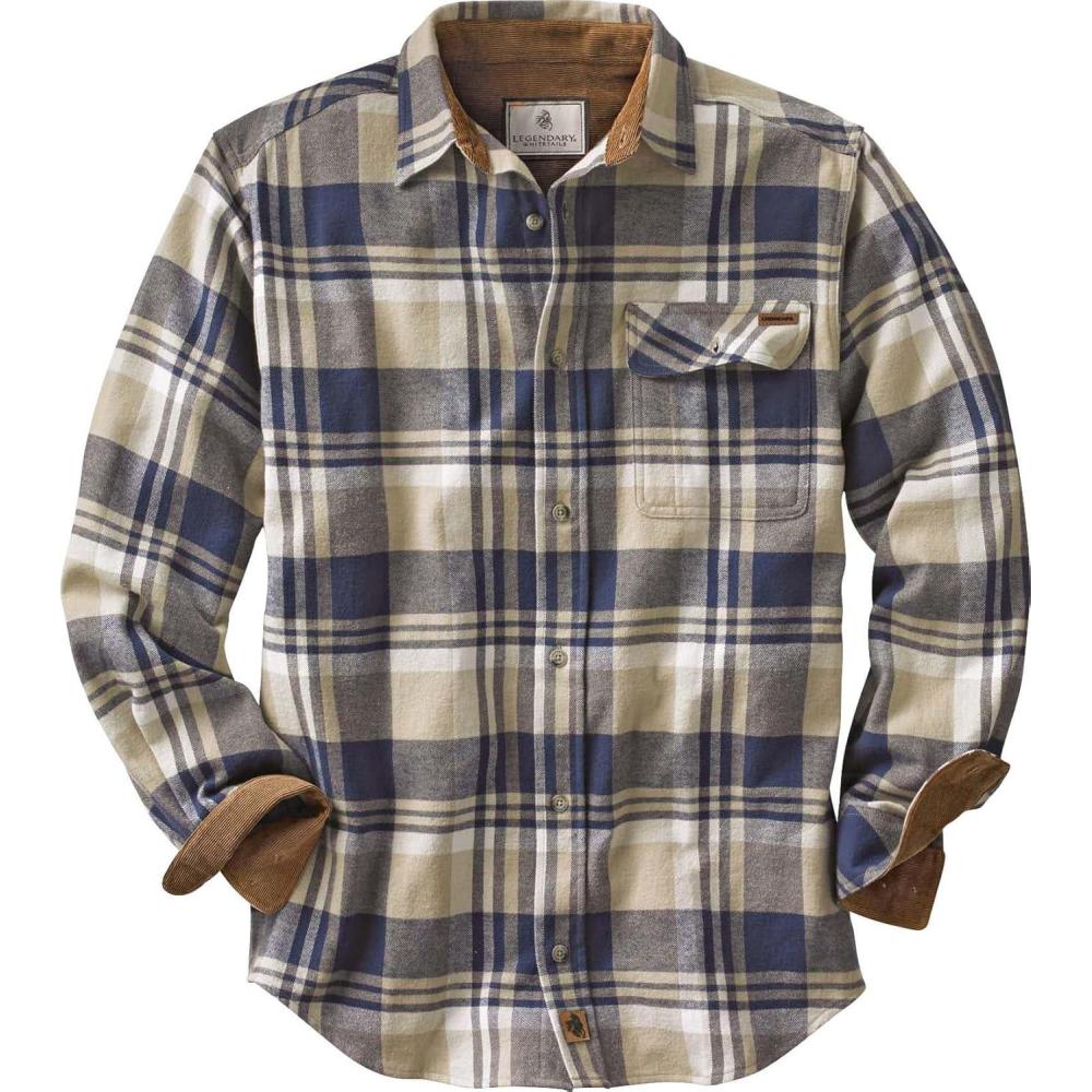 imageLegendary Whitetails Mens Flannel Shirt Long Sleeve Button Down 100 CottonShale Plaid