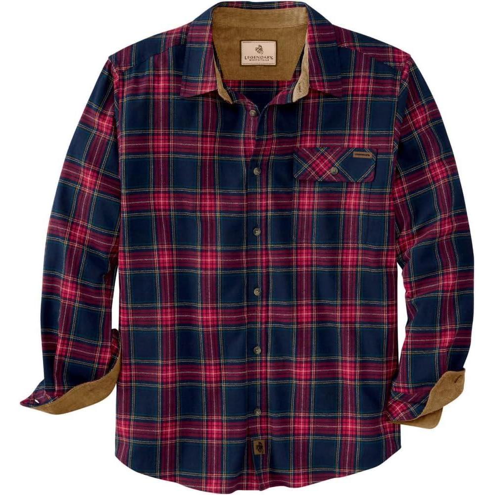 imageLegendary Whitetails Mens Flannel Shirt Long Sleeve Button Down 100 CottonTartan Red Plaid