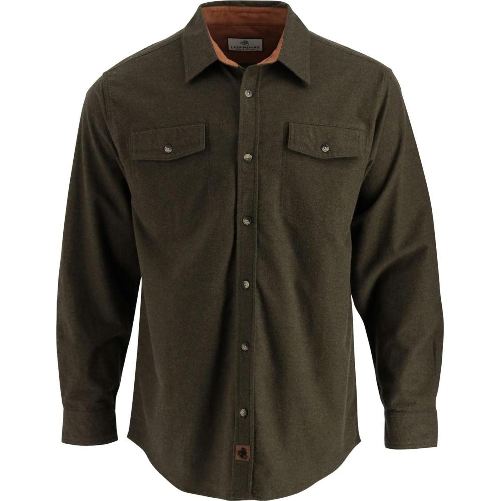 imageLegendary Whitetails Mens Flannel Shirt Long Sleeve Button Down Relaxed FitArmy Heather