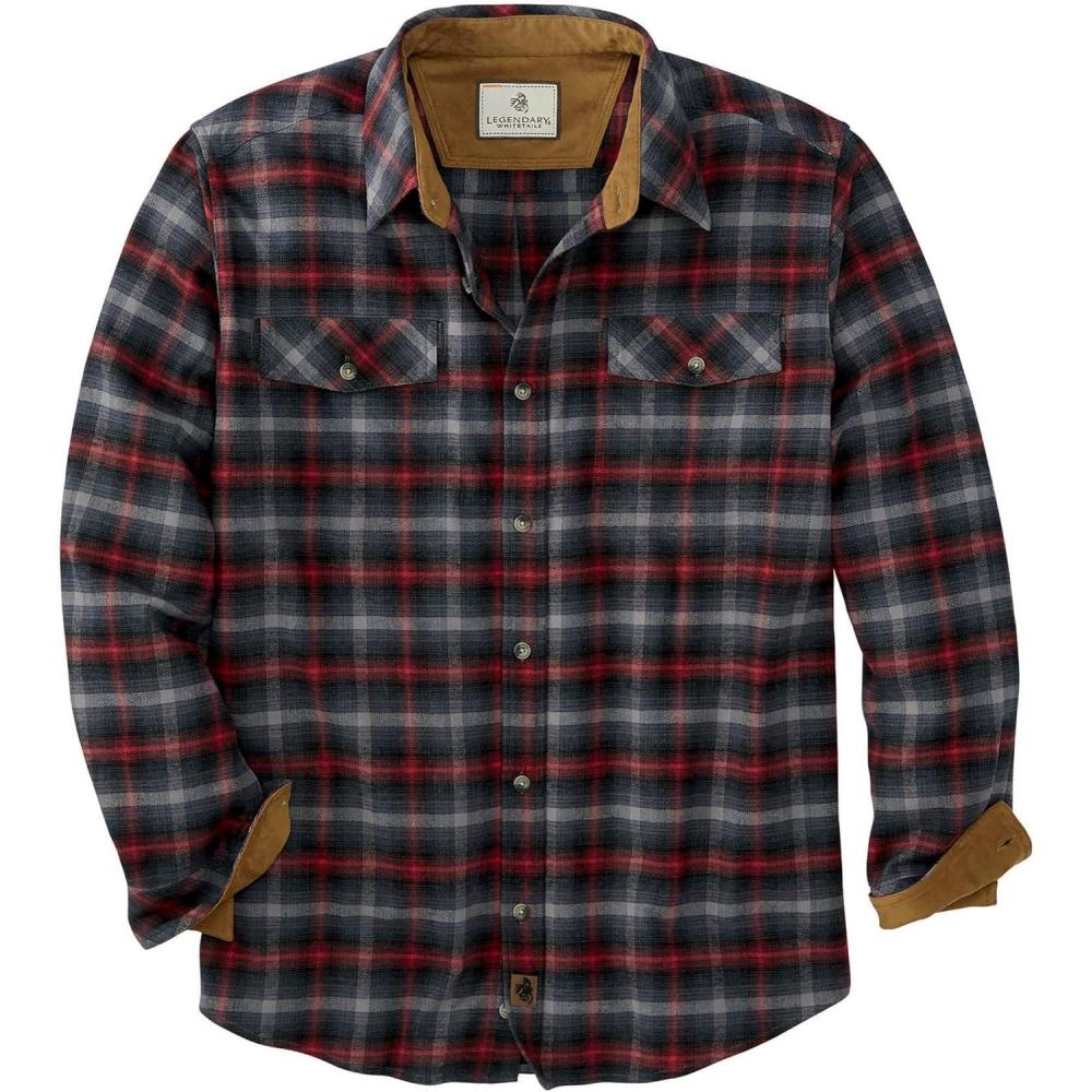 imageLegendary Whitetails Mens Flannel Shirt Long Sleeve Button Down Relaxed FitBanner Crimson Plaid