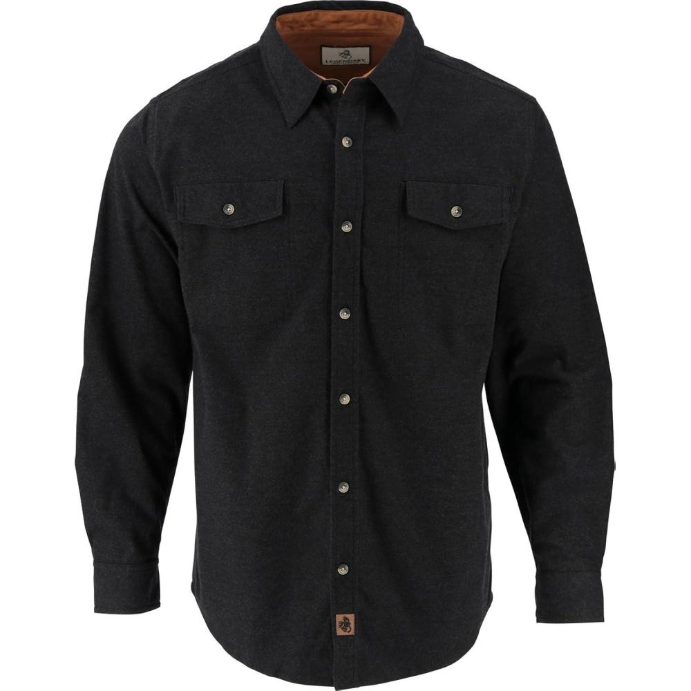 imageLegendary Whitetails Mens Flannel Shirt Long Sleeve Button Down Relaxed FitBlack Heather