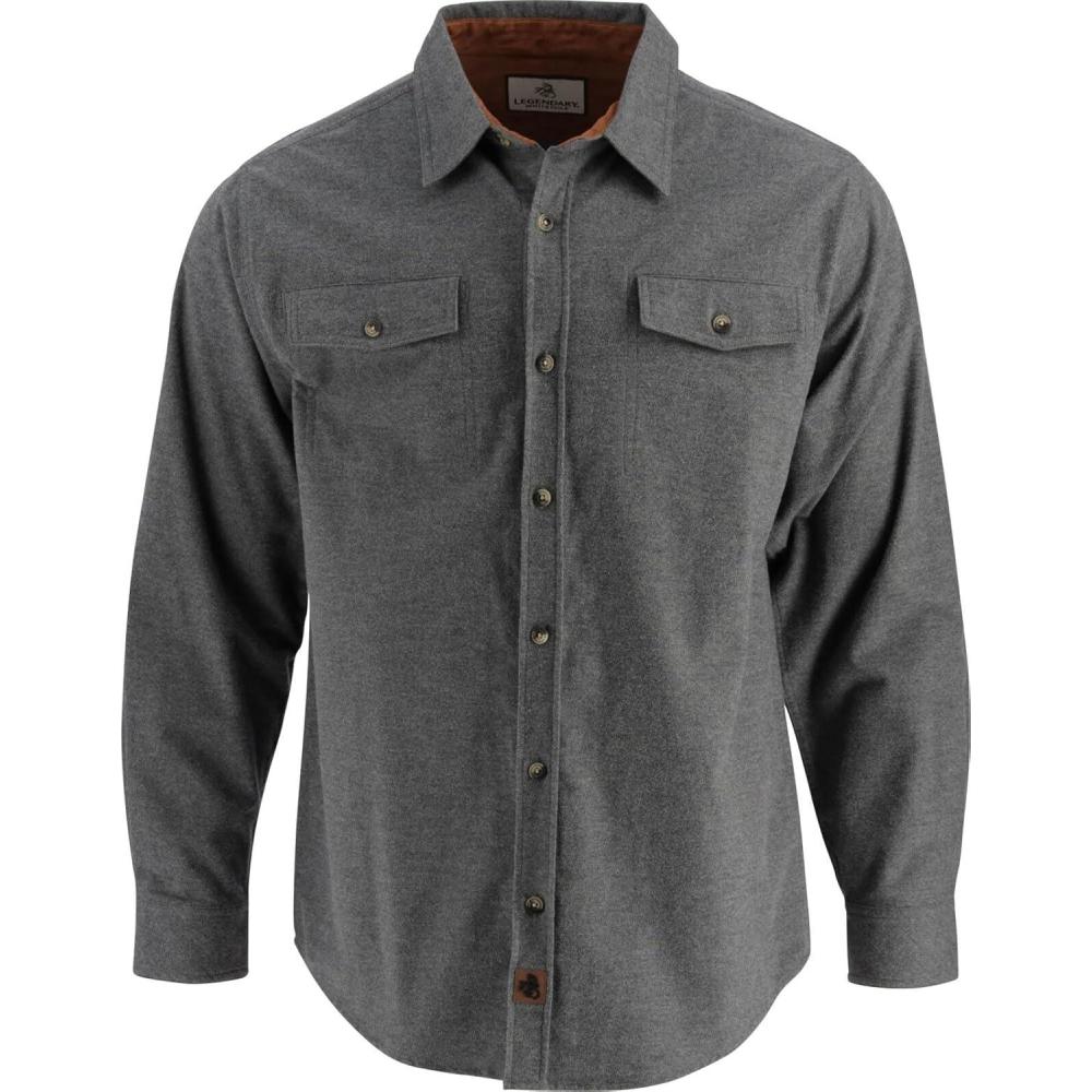 imageLegendary Whitetails Mens Flannel Shirt Long Sleeve Button Down Relaxed FitCharcoal Heather