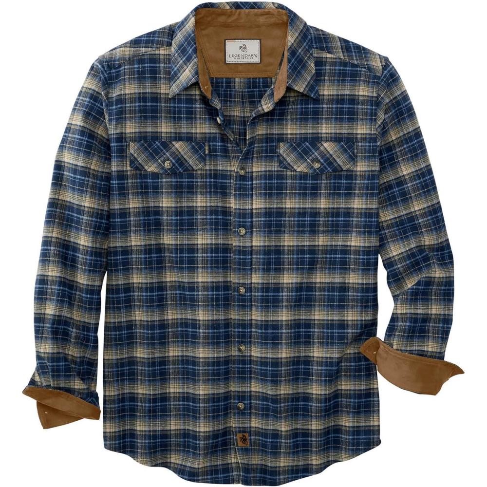 imageLegendary Whitetails Mens Flannel Shirt Long Sleeve Button Down Relaxed FitKeen Midnight Army Plaid