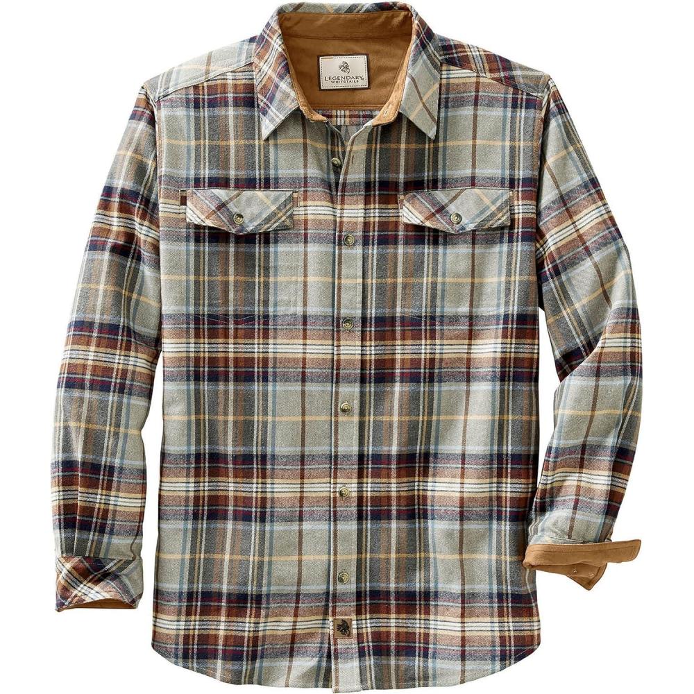 imageLegendary Whitetails Mens Flannel Shirt Long Sleeve Button Down Relaxed FitLight Sequoia Sky Plaid