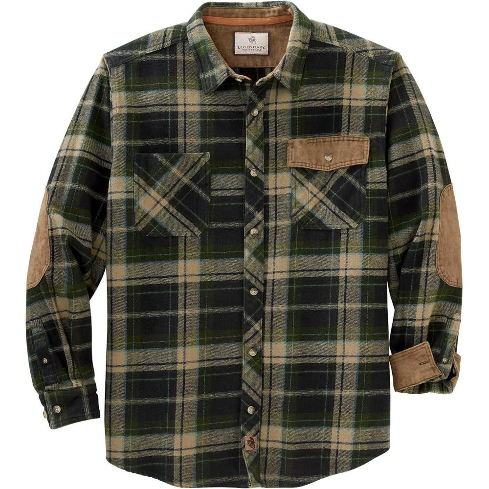 imageLegendary Whitetails Mens Heavyweight Flannel Shirt Long Sleeve Button Up 100 CottonMallard Plaid