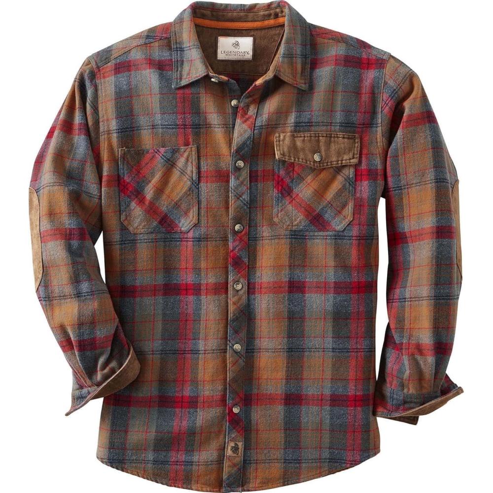 imageLegendary Whitetails Mens Heavyweight Flannel Shirt Long Sleeve Button Up 100 CottonSmokey Mountain Plaid