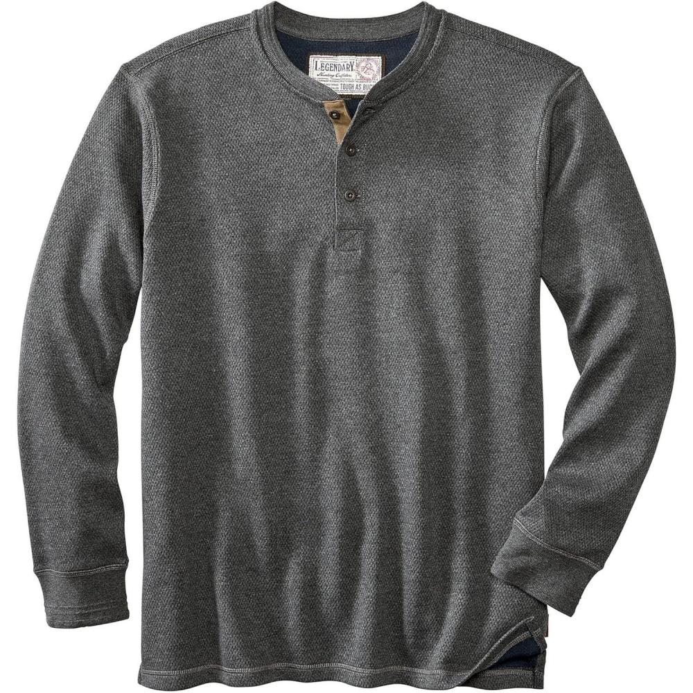 imageLegendary Whitetails Mens Henley Shirt Long Sleeve Heavyweight Double Thermal LayerCharcoal Heather
