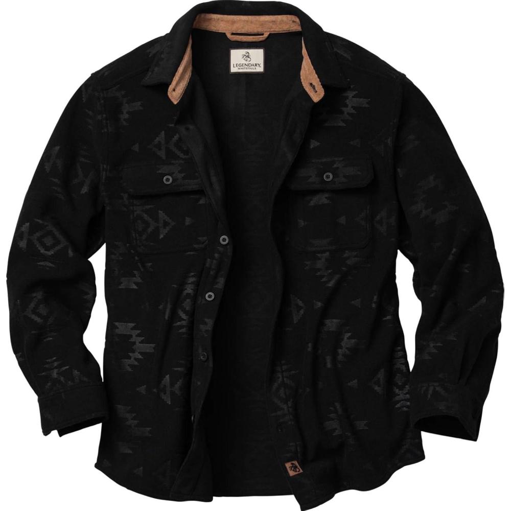 imageLegendary Whitetails Mens Long Sleeve Fleece Button Up Heavyweight ShirtBlack Embossed