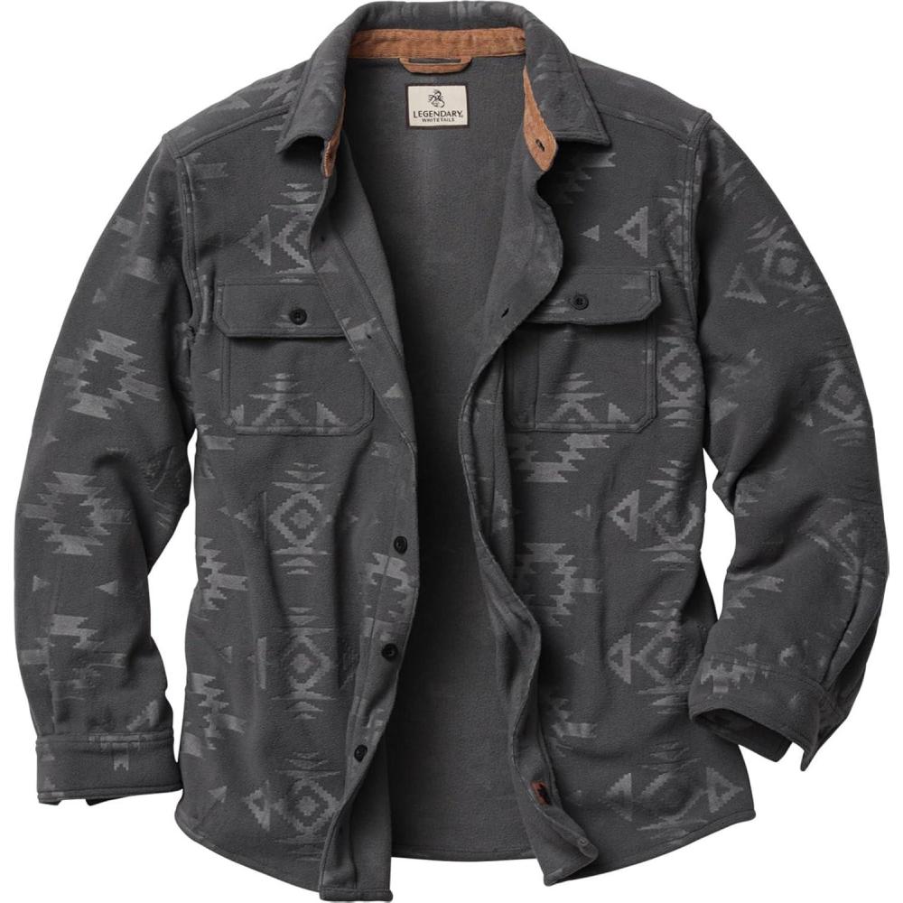 imageLegendary Whitetails Mens Long Sleeve Fleece Button Up Heavyweight ShirtCharcoal Embossed