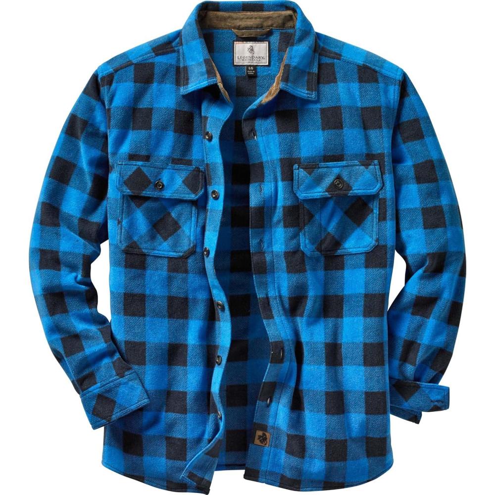 imageLegendary Whitetails Mens Long Sleeve Fleece Button Up Heavyweight ShirtLiberty Buffalo Plaid Blue