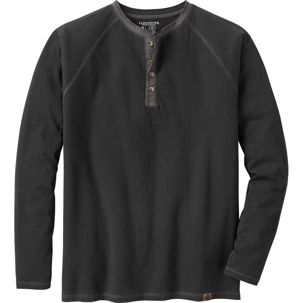 imageLegendary Whitetails Mens Long Sleeve Henley Shirt Button Up Casual Fit 100 CottonBlack