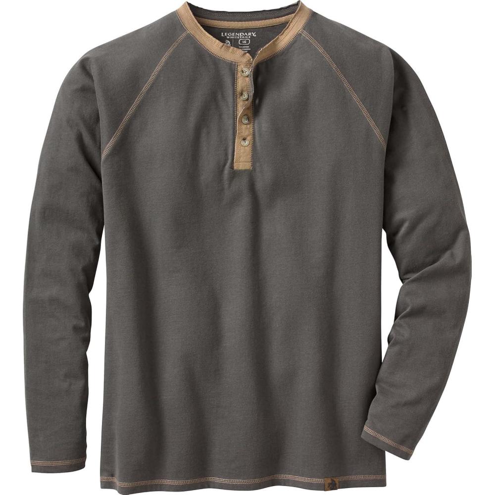 imageLegendary Whitetails Mens Long Sleeve Henley Shirt Button Up Casual Fit 100 CottonCharcoal