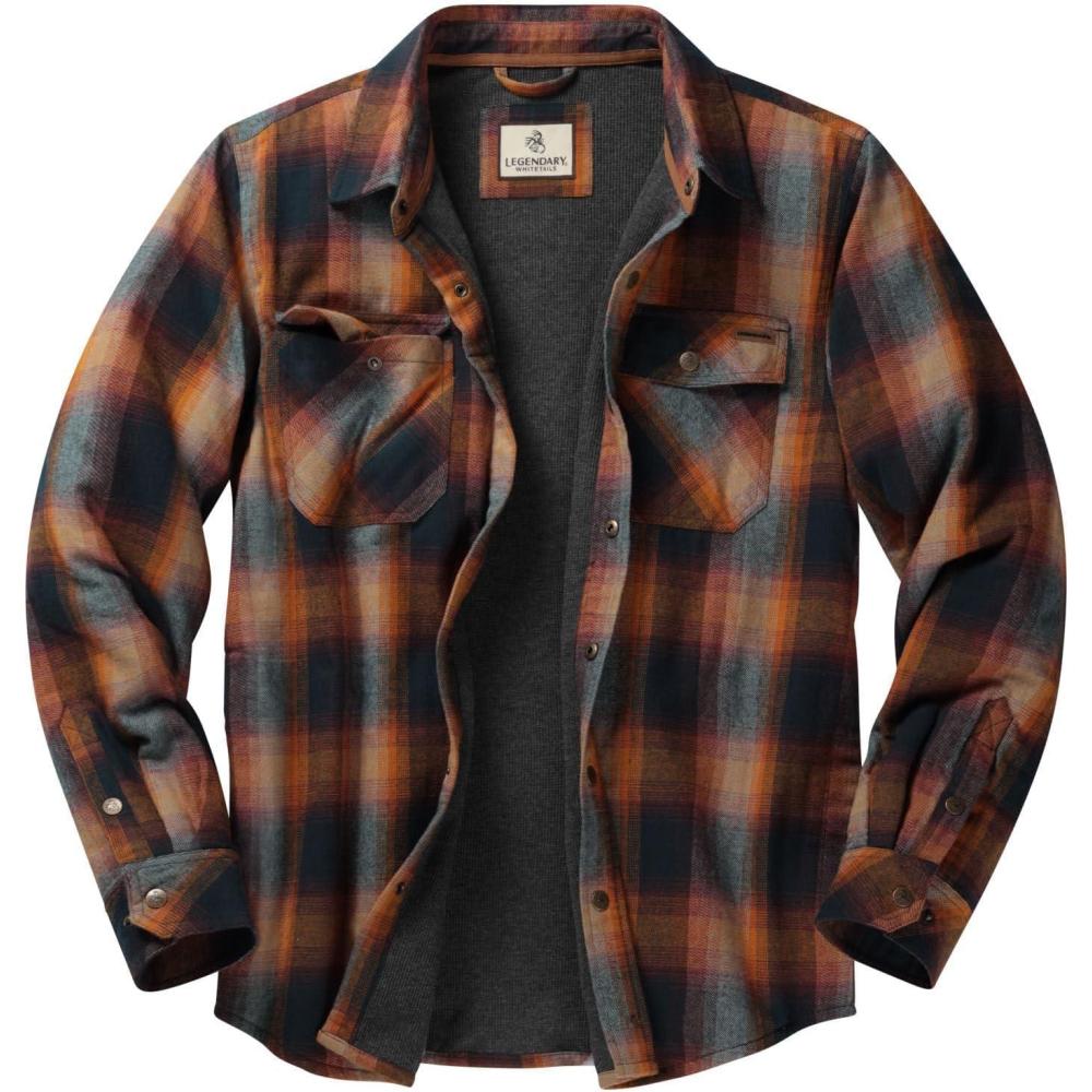 imageLegendary Whitetails Mens Thermal Lined Shirt Jacket Plaid Flannel Polyfill InsulatedBig Sky Cabin Plaid