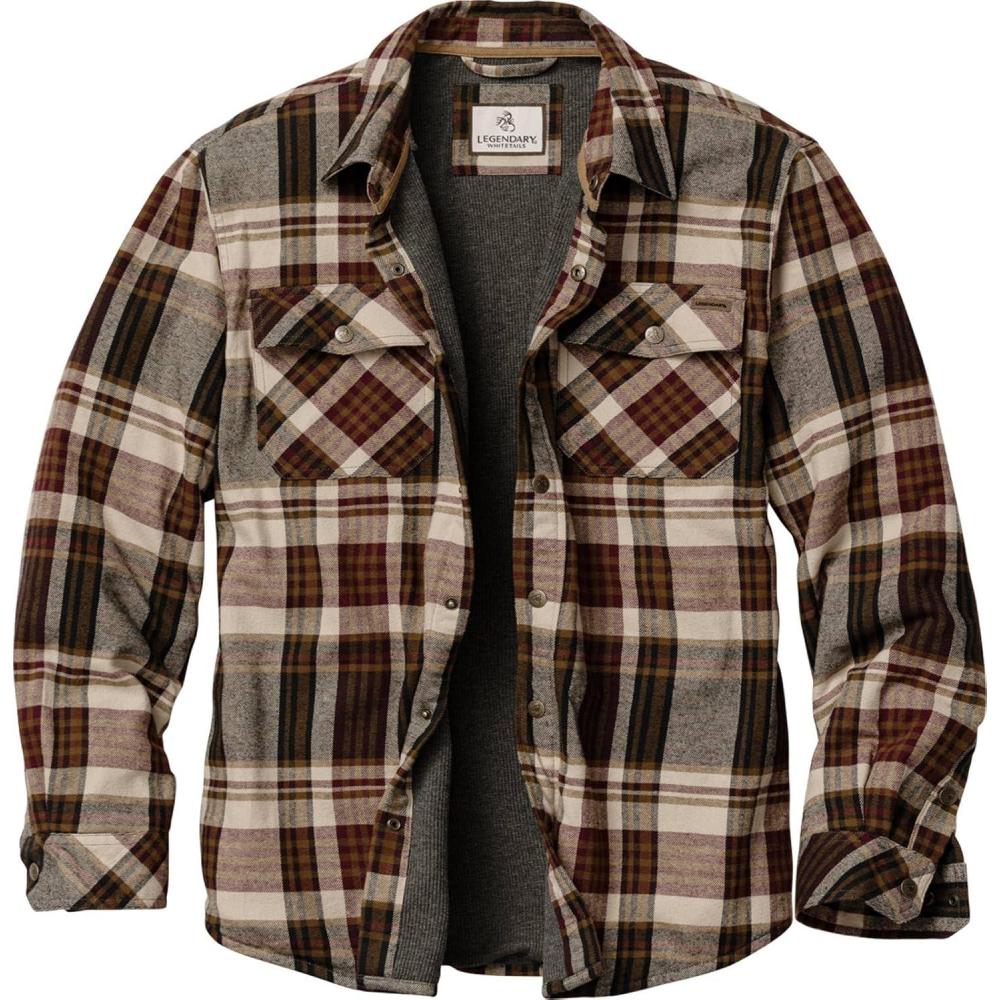imageLegendary Whitetails Mens Thermal Lined Shirt Jacket Plaid Flannel Polyfill InsulatedCedarwood Plaid