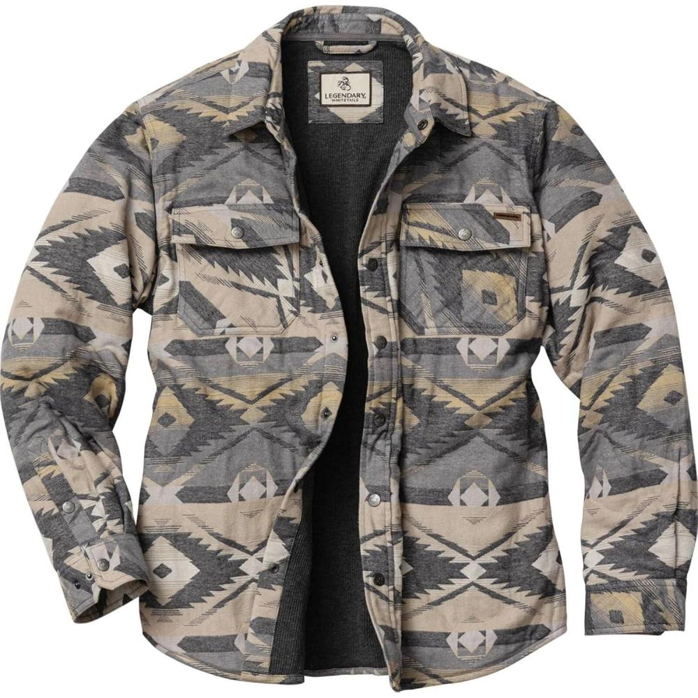 imageLegendary Whitetails Mens Thermal Lined Shirt Jacket Plaid Flannel Polyfill InsulatedDesert Dune