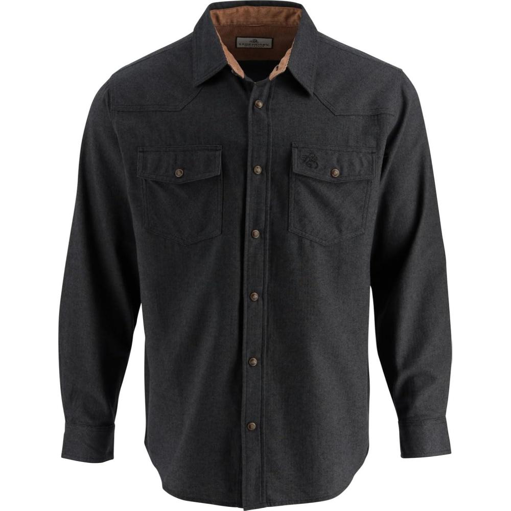 imageLegendary Whitetails Mens Western Flannel Shirt Button Up Brushed CottonBlack Herringbone