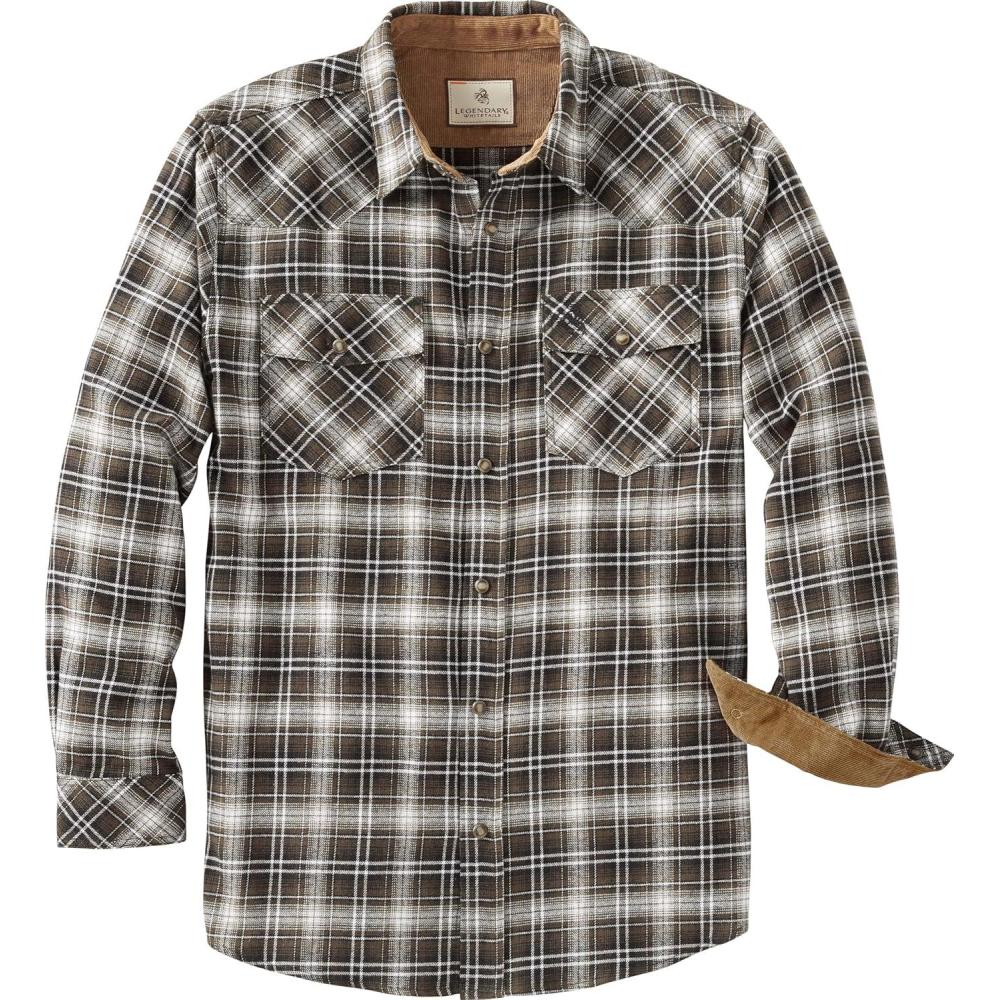imageLegendary Whitetails Mens Western Flannel Shirt Button Up Brushed CottonForage Green Plaid