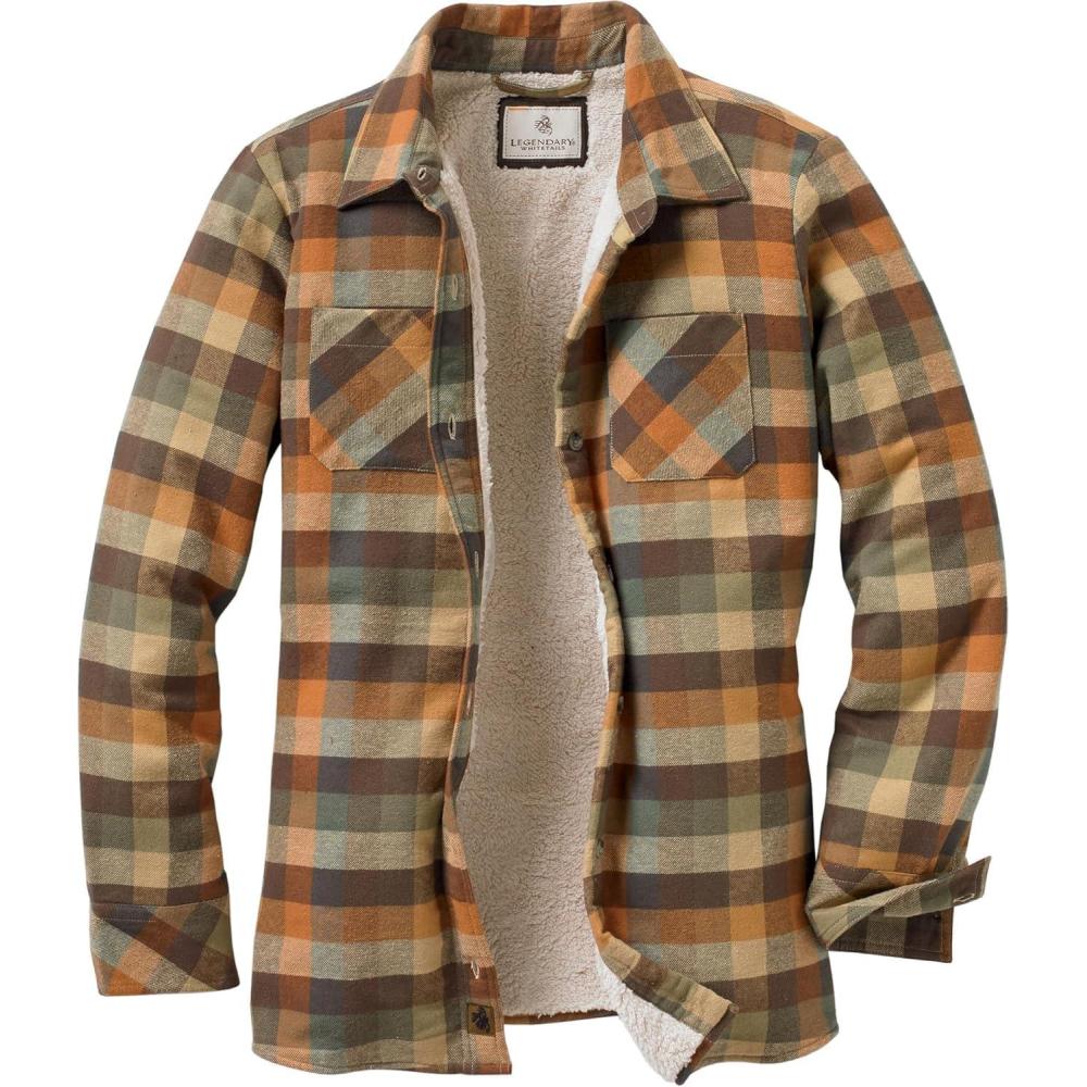 imageLegendary Whitetails Womens Flannel Shacket Sherpa Lined Plaid Shirt Jacket Warm FleeceRustic