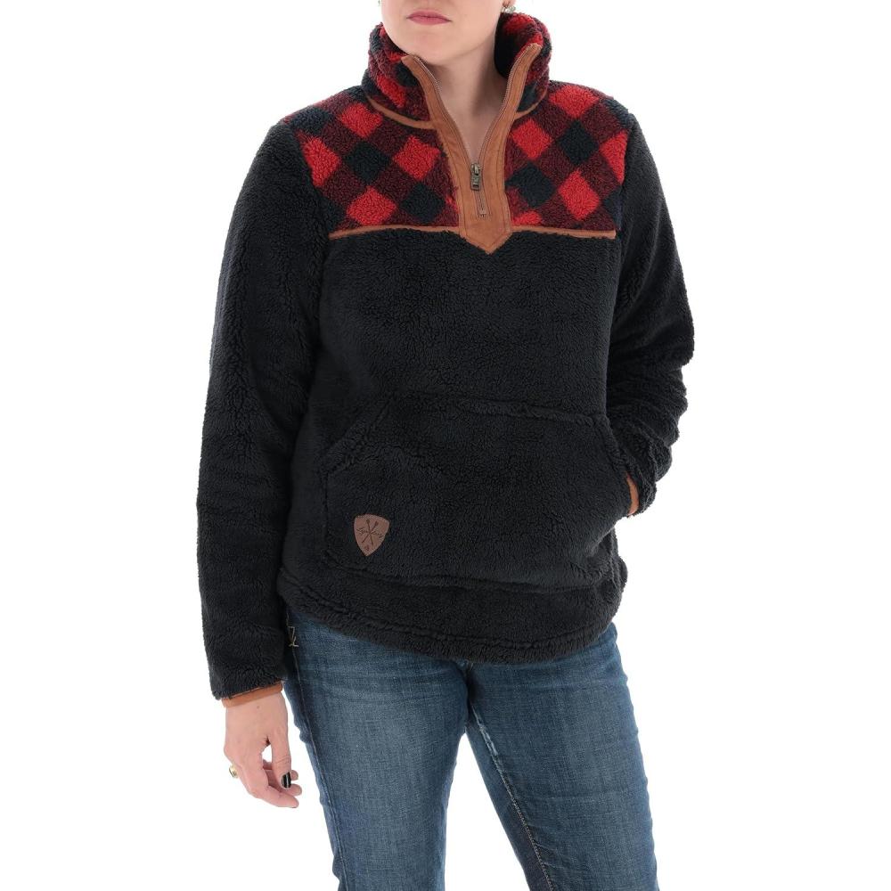 imageLegendary Whitetails Womens Fuzzy Hide Fleece Pullover 14 ZipBuffalo Plaid