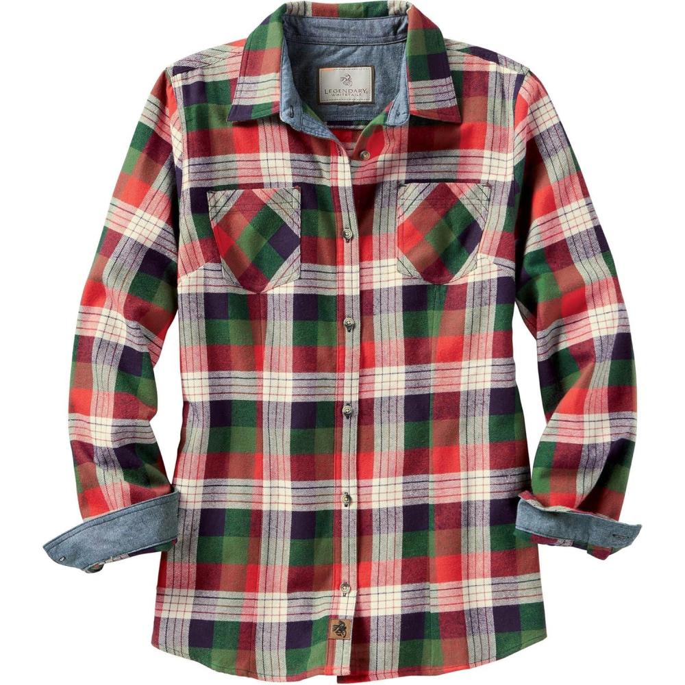 imageLegendary Whitetails Womens Long Sleeve Plaid Flannel Button Up Shirt 100 CottonAlpine Mountain Plaid