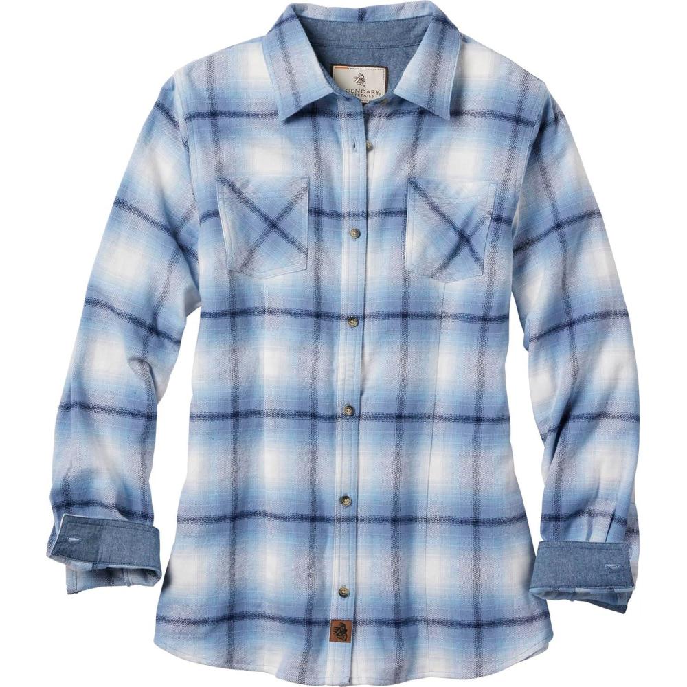 imageLegendary Whitetails Womens Long Sleeve Plaid Flannel Button Up Shirt 100 CottonBaby Blues Plaid